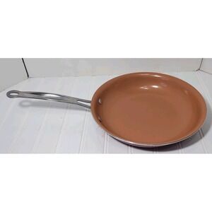 Red Copper 10" Round Frying Pan Bulbhead Nonstick Cookware Stovetop Skillet